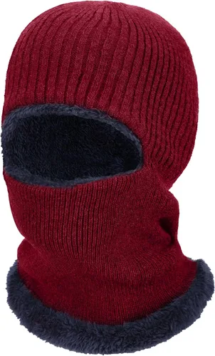 Miniatura 13 de Pasamontañas de punto calentador resistente al viento sombrero que cubre la cara para hombres mujeres forro polar deportes al aire libre