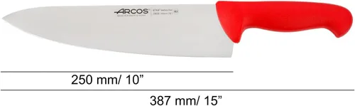 Miniatura 2 de Arcos Cuchillo de chef serie 2900 - Hoja de acero inoxidable de nitrum de 10" con mango de polipropileno rojo - Plata para higiene - Sistema