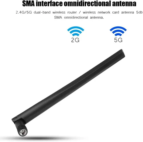 Miniatura 3 de Antena de enrutador de banda dual de alta ganancia 5dBi SMA antena direccional para RT AC68U AC66U Routers Negro 6.5 in
