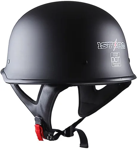 Miniatura 5 de 1Storm Casco de motocicleta de media cara de novedad, estilo alemán abierto, aprobado por DOT: HKY602 negro mate
