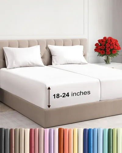 Miniatura 149 de Sábanas King divididas con bolsillos extra profundos, sábanas transpirables y refrescantes de 5 piezas, sábanas de lujo para hotel, suaves, sin 22