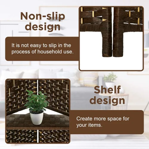 Miniatura 2 de Pantalla de privacidad plegable de madera de 6 pies de alto, divisor de habitación de 6 paneles con estantes, divisor de división portátil, panel