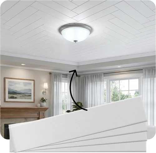 Miniatura 5 de LA Maison Ceilings WP106wg-12 - Tablones de techo de espuma para techo, 39 x 6 pulgadas, gris cálido, paquete de 12 (19.5 pies cuadrados/caja)