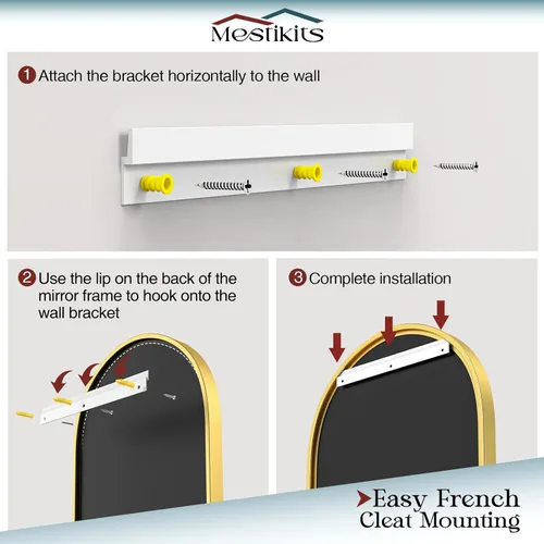 Miniatura 5 de Espejo de arco de 30 x 40 pulgadas para baño, espejo de pared arqueado dorado, espejo de tocador, marco de metal dorado, espejos de arco para sala