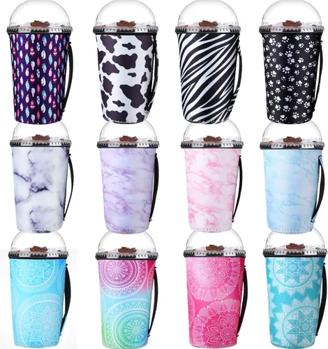 Miniatura 14 de Boao 12 Piezas Fundas Reutilizables para Vasos Helados Aislante de Neopreno Portavasos para Bebidas para Vaso Térmico Bebidas Frías y Calientes