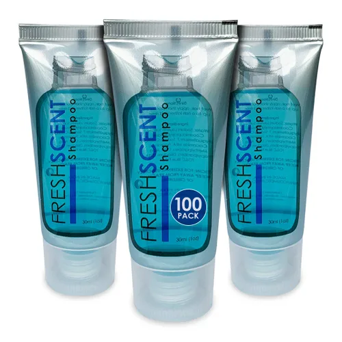 Freshscent Champú 1oz (100 Tube Case) Tamaño del viaje del hotel, Amenidades a granel y artículos de tocador para la hospitalidad