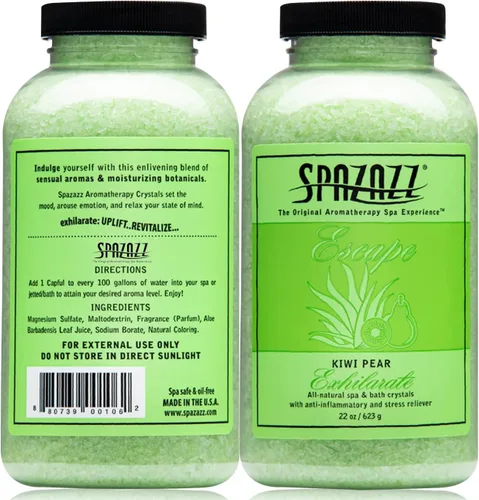 Miniatura 2 de Spazzaz - Cristales de aromaterapia para bañera de hidromasaje y spa. Cristales de pera kiwi de 22 onzas y sales de baño, sin aceite y seguro