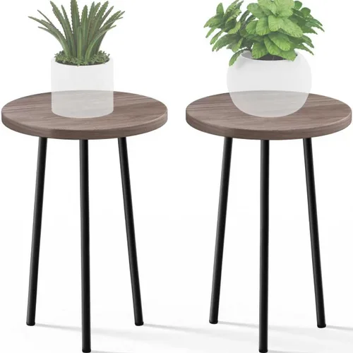 Miniatura 19 de Soporte alto para plantas de interior: soporte de esquina de madera para plantas, paquete de 2 unidades, decoración moderna de mediados de siglo