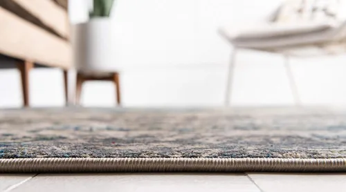 Miniatura 7 de Unique Loom Mystic Collection - Alfombra Sena (2 pies x 6 pies, color azul marino/beige)