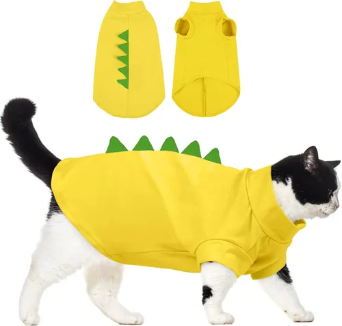 Miniatura 9 de DENTRUN Sphynx - Ropa de gato, lindo diseño de dinosaurio, disfraz de gato sin pelo, camisas de algodón transpirable, ropa de gato solo para gatos