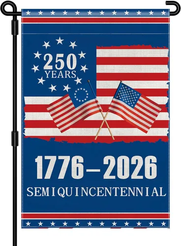 Bandera de jardín del 250 aniversario de Estados Unidos, bandera americana 1776-2026 del 250 aniversario, bandera conmemorativa patriótica de doble