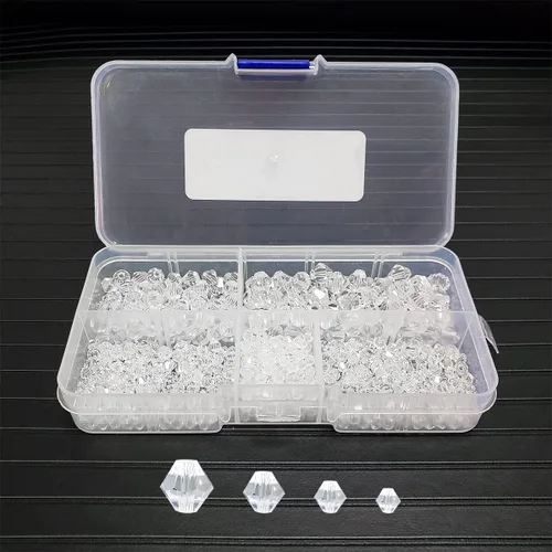 Miniatura 11 de Cuentas de vidrio de bicono negro para hacer joyas, cuentas espaciadoras de cristal facetadas para pulseras, collares, aretes