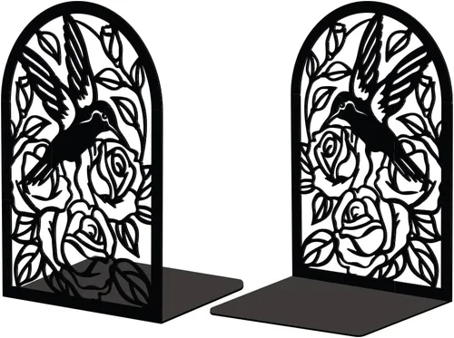 Miniatura 18 de Peacoblue Sujetalibros de Metal para Estantes, Soporte Moderno Decorativo de Servicio Pesado para Libros de Estudio para Oficina, Escritorio