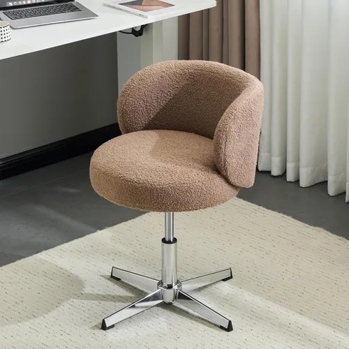 Miniatura 10 de VINGLI Bonita silla de escritorio giratoria pequeña y cómoda con ruedas, soporte lumbar ergonómico de respaldo bajo para tocador/técnico de uñas
