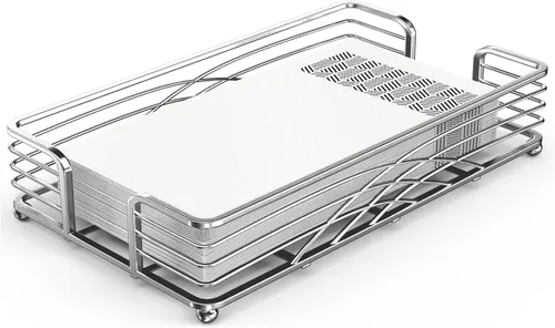 Miniatura 16 de Servilletero para mesa – Dispensador de servilletas vertical de hierro plateado para servilletas de papel, dispensador de servilletas para cocina