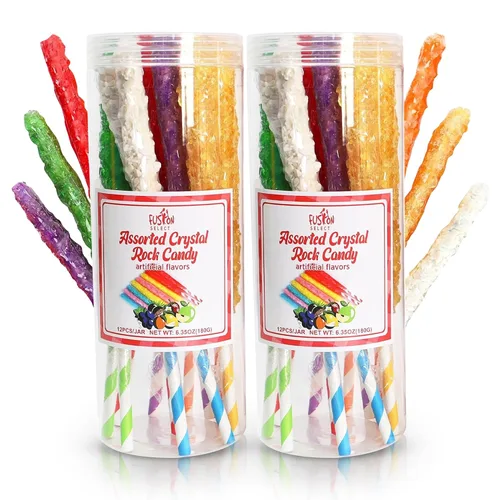 Miniatura 9 de Fusion Select Crystal Rock Candy Sticks - Bocadillos dulces de piruletas de azúcar duro con sabores fuertes, 12 caramelos surtidos extra grandes