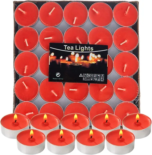 Visen Paquete de 50 velas sin perfume, sin humo, sin goteo, 4 horas de tiempo de combustión, perfectas para el hogar, decoración romántica, piscina,
