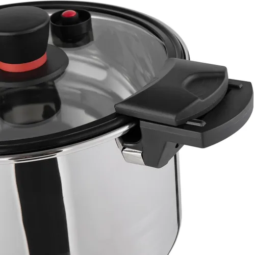 Miniatura 5 de Olla a presión de acero inoxidable de 7.4 cuartos de galón, olla a presión con tapa de vidrio de operación con una sola mano, olla de presión de 60