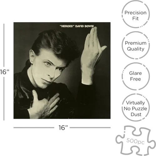 Miniatura 2 de Rock Saws - Rompecabezas de 500 piezas de David Bowie Heroes, arte de la portada del álbum de 1977 con licencia oficial coleccionable de música
