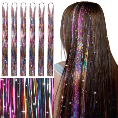 Miniatura 11 de Wennalife 12 piezas de extensiones de cabello azul con clip, extensiones de cabello con clip de colores para niños, pinzas de cabello arcoíris