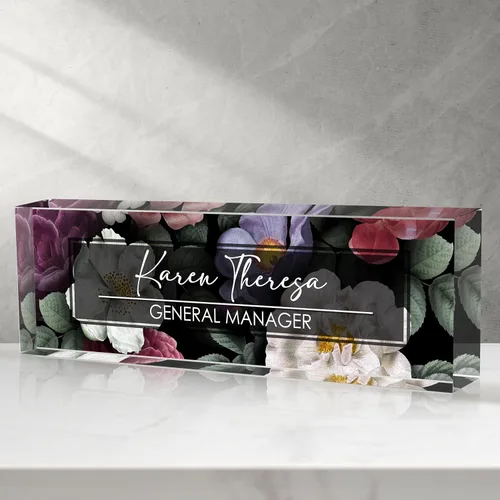 Miniatura 22 de Placa de identificación personalizada para escritorio - Accesorio de acrílico (Orquídea mariposa rosa)