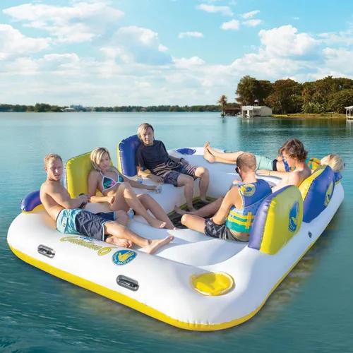 Miniatura 5 de Body Glove Catalina Island - Salón flotante inflable para seis personas con altavoz Bluetooth, 2 enfriadores y 6 soportes para bebidas, zona