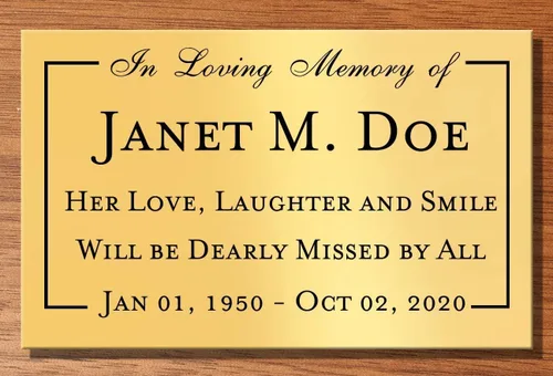 Miniatura 2 de Placa conmemorativa con borde elegante, mensaje personalizado y emblemas de reconocimiento de memoria de identificación, fabricado en Estados Unidos