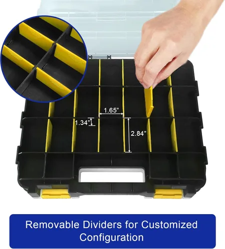 Miniatura 4 de Organizador de caja de herramientas de doble cara, caja de almacenamiento de hardware, organizador portátil de piezas pequeñas con divisores