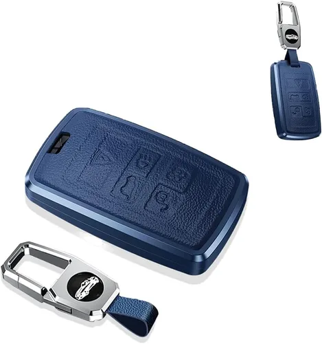 Miniatura 10 de SANRILY Funda para llavero Land Rover 2021 con control remoto sin llave para Range Rover Sport Jaguar XF, llavero de cuero, color negro