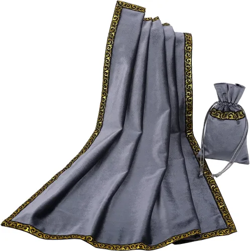 Miniatura 20 de BLESSUME Mantel de tarot de altar adivinación Wicca terciopelo cuadrado con bolsa de tarot (verde)