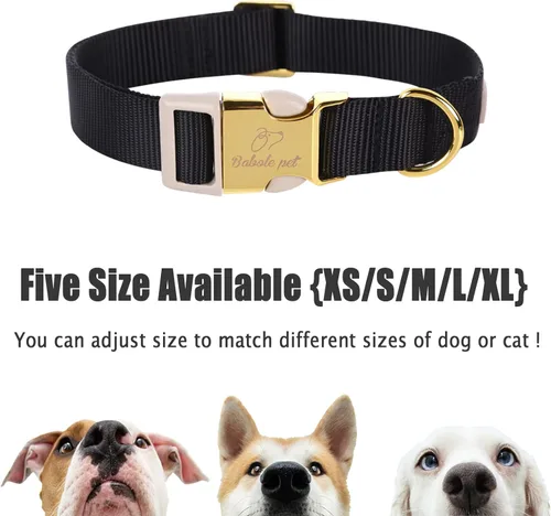 Miniatura 6 de Collar de perro de nailon de Babole Pet - Collares ajustables de cinturilla suave de nailon negro para perros pequeños, medianos y grandes, collar