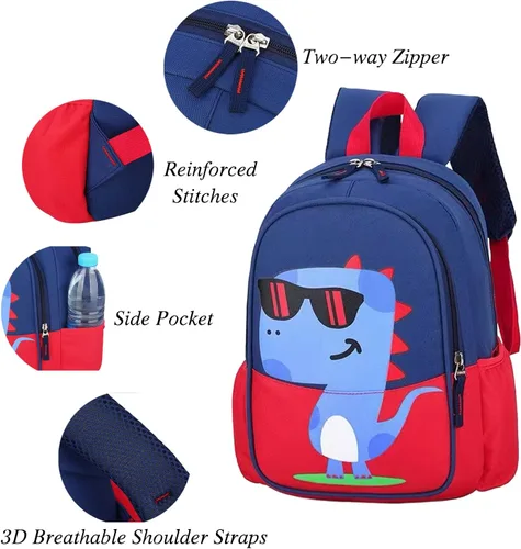 Miniatura 3 de POWOFUN Mochila de viaje preescolar para niños pequeños, rojo, (Dinosaur Red), S, Viajar