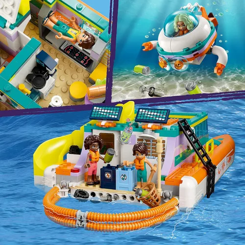 Miniatura 6 de LEGO Friends Sea Rescue Boat 41734 - Juego de juguetes de construcción para niños y niñas a partir de 7 años que aman el mar, incluye 4 mini
