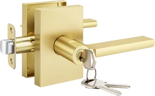 Miniatura 17 de Goldenwarm Manijas de puerta ficticias doradas, aleación de zinc resistente, palanca de puerta interior sin giro para pasillo y armario, perilla