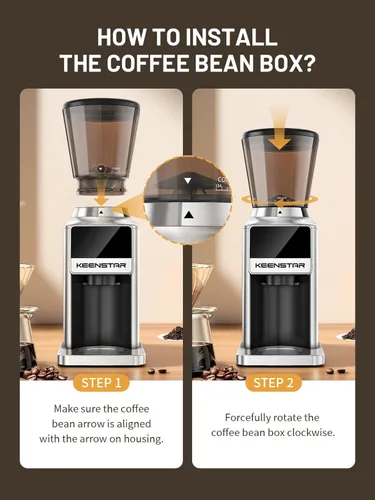 Miniatura 8 de Keenstar Molinillo de café cónico, molinillo de granos de café con 34 ajustes de molienda para uso doméstico, temporizador de precisión, pantalla
