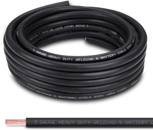 Miniatura 40 de Cable de Batería Calibre 2/0, 10 Pies Rojo + 10 Pies Negro 2/0 AWG Cable de Alambre de Soldadura de Cobre Puro, para Automotriz, Batería, Solar