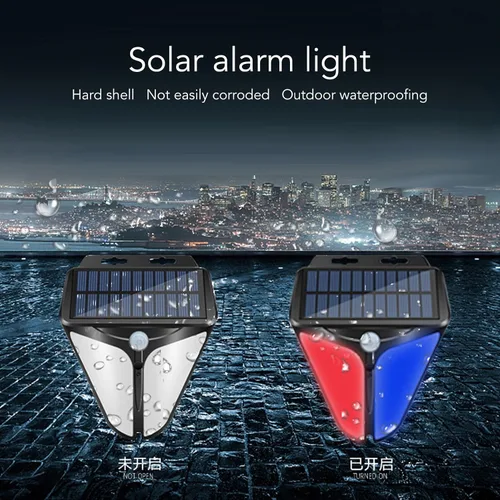 Miniatura 3 de Dpofirs Luces de advertencia estroboscópicas solares actualizadas 2023 con alarma de 129 dB y 4 modos de funcionamiento, luz de alarma con sensor