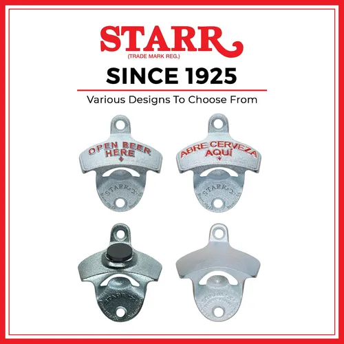 Miniatura 5 de STARR Abrebotellas de hierro fundido chapado en zinc original con tornillos, montaje en pared de estilo vintage para bar, garaje, patio, cocina