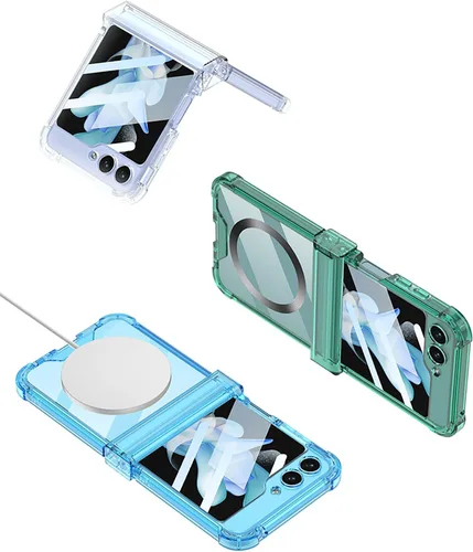 Miniatura 4 de Funda magnética integrada con protector de pantalla para Samsung Galaxy Z Flip 5 4, compatible con MagSafe, protección de bisagra completa, funda