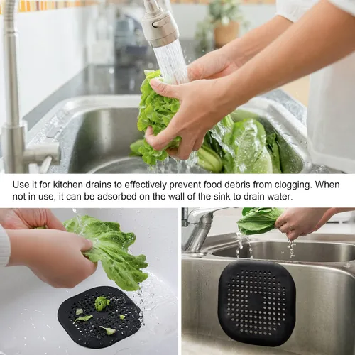 Miniatura 6 de 4 Piezas de Captador de Pelo para Desagüe de Ducha, Tapón para Bañera, Protectores de Desagüe para el Hogar, Cubierta de Desagüe con Ventosa, Trampa