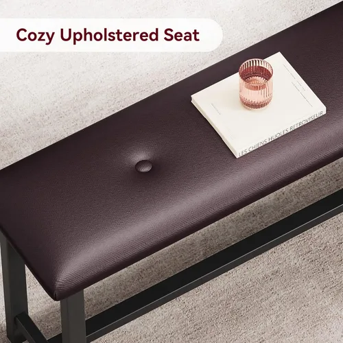 Miniatura 4 de CABIHOME Juego de mesa de comedor para 4, juego de mesa de cocina para 4 personas con bancos tapizados, juego de mesa de comedor rectangular