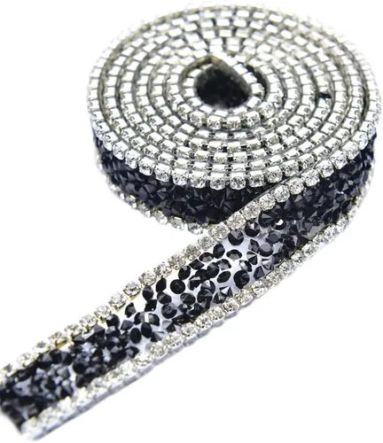 Miniatura 6 de Apliques de diamantes de imitación de cristal de 1 yarda, cinta de diamantes de imitación brillante, rollo cosido o caliente para vestidos