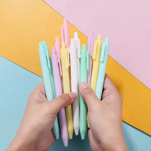 Miniatura 7 de Paquete de 6 bolígrafos retráctiles de tinta de gel de color caramelo, macarons de color negro, punta extrafina de 0.020 in, lindos bolígrafos