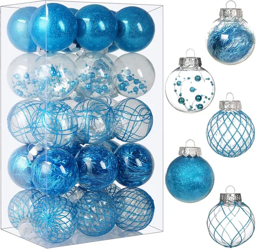 Miniatura 19 de Juego de adornos de bola de Navidad, 20 unidades, grandes, color negro transparente, inastillables, 3.150 in/3.15 pulgadas, adornos de Navidad