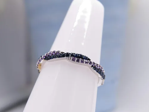 Miniatura 4 de Dazzlingrock Collection - Banda apilable de oro de 14 quilates con amatista y zafiro azul