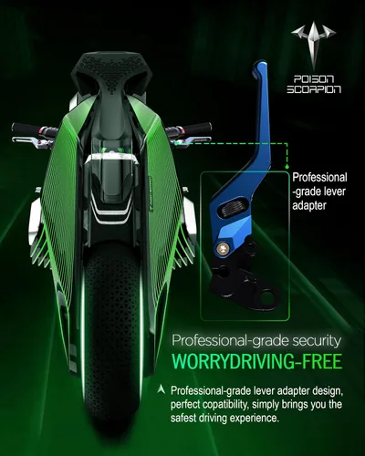 Miniatura 5 de POISON SCORPION Palancas de embrague de freno de motocicleta, rodillo de rueda corta azul ajustable CNC izquierda derecha compatible con YZF R1