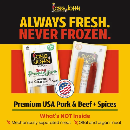 Miniatura 3 de Long John Snacks Palitos de carne y queso, salchicha ahumada picante y palito de queso picante real de Wisconsin, bocadillos altos en proteínas