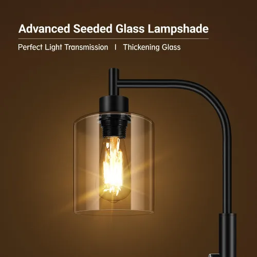 Miniatura 6 de Lámpara de pie regulable BoostArea, lámpara de pie con pantalla de vidrio, bombilla LED de 6 W incluida, lámpara de pie moderna, lámpara LED Vidrio