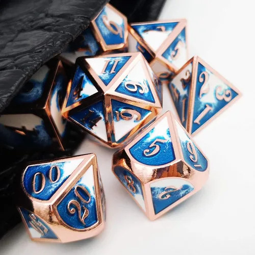Miniatura 32 de Haxtec - Juego de dados de metal DND, dados poliédricos D&D compatibles con Dungeons and Dragons, regalo TTRPG, dados de metal bronce antiguo