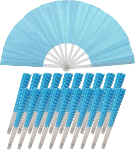 Miniatura 27 de 10 ventiladores plegables grandes de mano para hombres y mujeres, abanicos decorativos plegables, accesorios rave, utilizado para bailes, fiestas